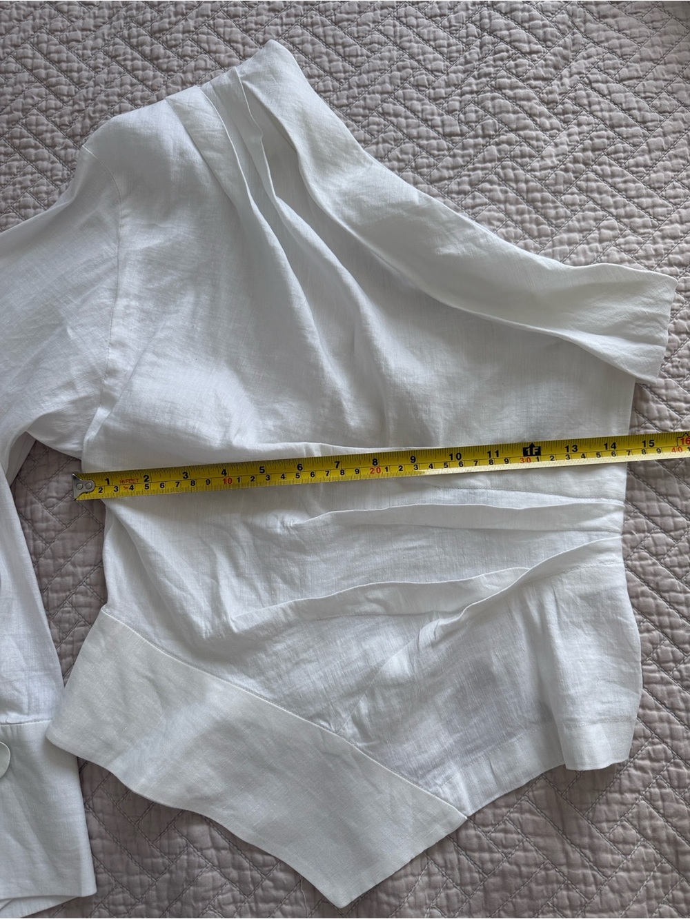 Zara White One-Shoulder Asymmetric Blouse Top Size M Coquette Girl Coastal Beach - Picture 10 of 17